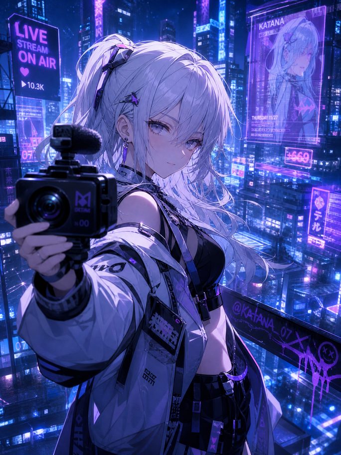 小蓝导航动漫直播-银发少女创作直播间